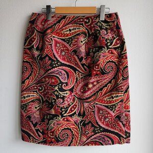 Jackpot Vintage Paisley Muticolor Corduroy Skirt - Sz 10